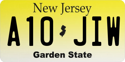 NJ license plate A10JIW