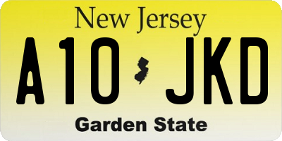 NJ license plate A10JKD