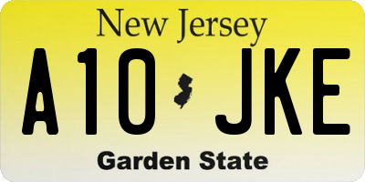 NJ license plate A10JKE