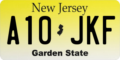NJ license plate A10JKF