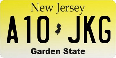 NJ license plate A10JKG