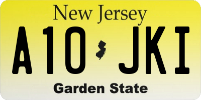 NJ license plate A10JKI