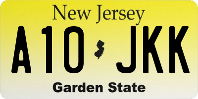 NJ license plate A10JKK