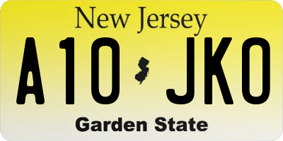 NJ license plate A10JKO