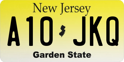 NJ license plate A10JKQ