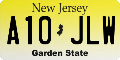 NJ license plate A10JLW