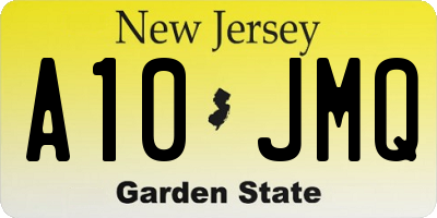NJ license plate A10JMQ