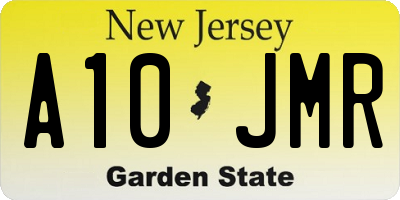 NJ license plate A10JMR