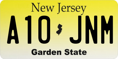 NJ license plate A10JNM