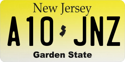 NJ license plate A10JNZ