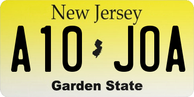 NJ license plate A10JOA