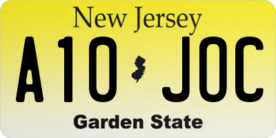 NJ license plate A10JOC