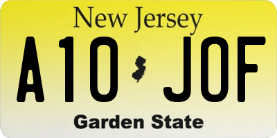 NJ license plate A10JOF