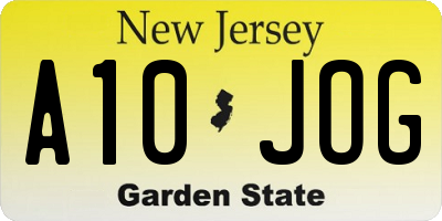 NJ license plate A10JOG