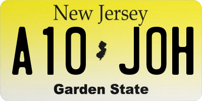 NJ license plate A10JOH