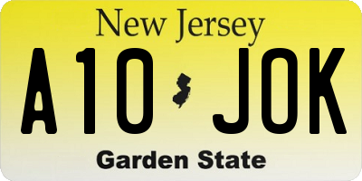 NJ license plate A10JOK