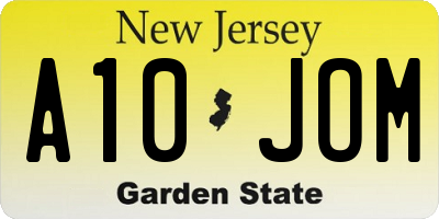 NJ license plate A10JOM