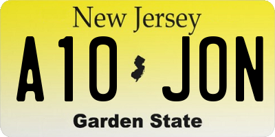 NJ license plate A10JON