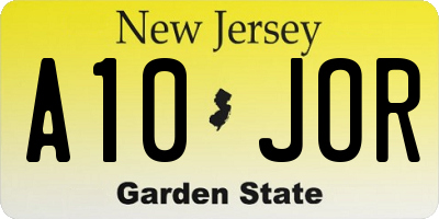 NJ license plate A10JOR