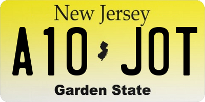 NJ license plate A10JOT