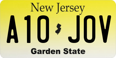 NJ license plate A10JOV