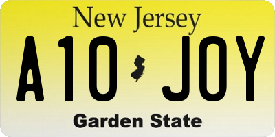 NJ license plate A10JOY