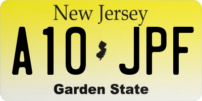 NJ license plate A10JPF