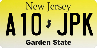 NJ license plate A10JPK