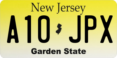 NJ license plate A10JPX