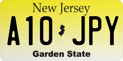NJ license plate A10JPY
