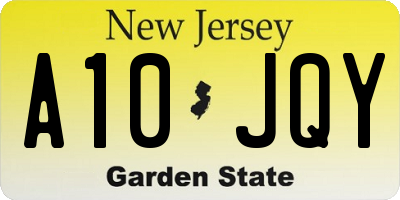 NJ license plate A10JQY
