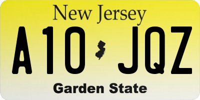 NJ license plate A10JQZ