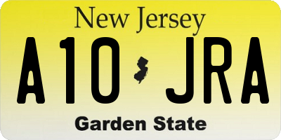 NJ license plate A10JRA