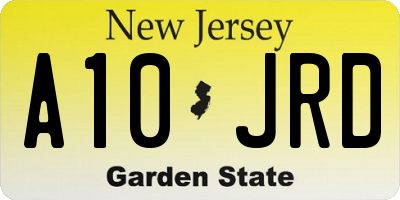 NJ license plate A10JRD