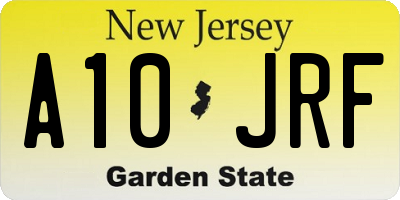 NJ license plate A10JRF