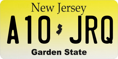 NJ license plate A10JRQ