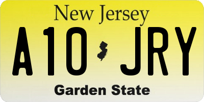 NJ license plate A10JRY