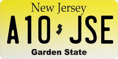 NJ license plate A10JSE