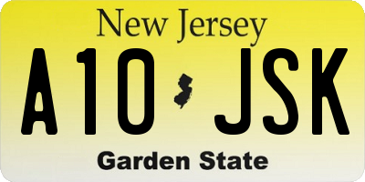 NJ license plate A10JSK