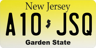 NJ license plate A10JSQ