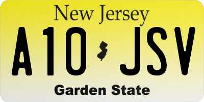NJ license plate A10JSV