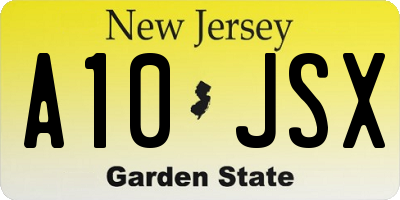 NJ license plate A10JSX