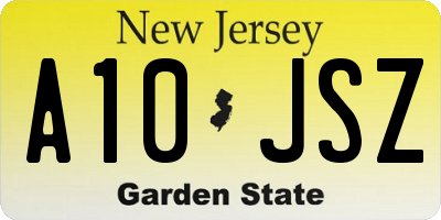 NJ license plate A10JSZ