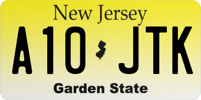 NJ license plate A10JTK