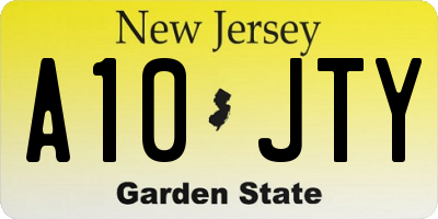 NJ license plate A10JTY