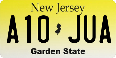 NJ license plate A10JUA
