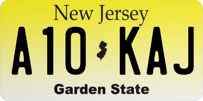 NJ license plate A10KAJ