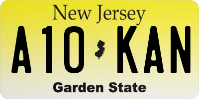 NJ license plate A10KAN