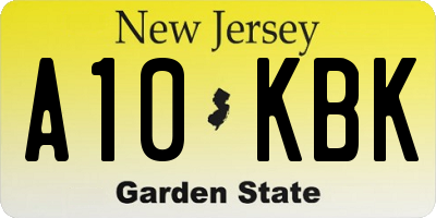 NJ license plate A10KBK