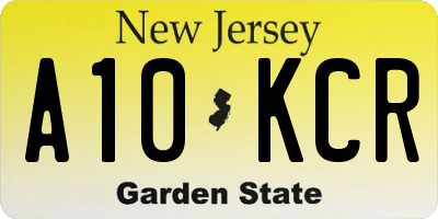 NJ license plate A10KCR